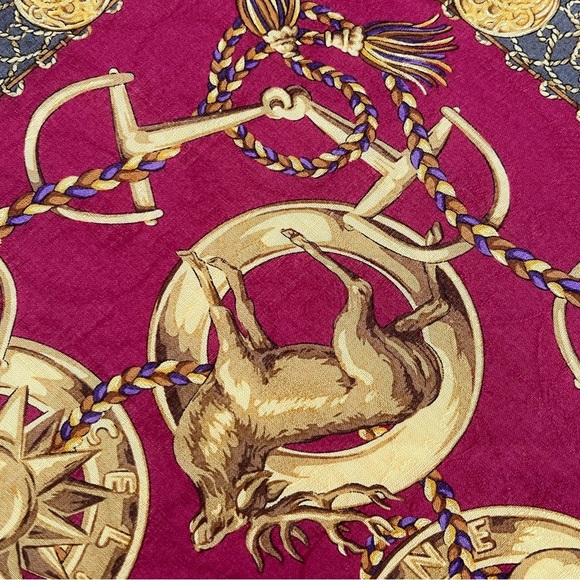 Rare Celine Paris Silk Scarf Cranberry BNWT Vintage Late 1980s-Early 90s France - Picture 9 of 14